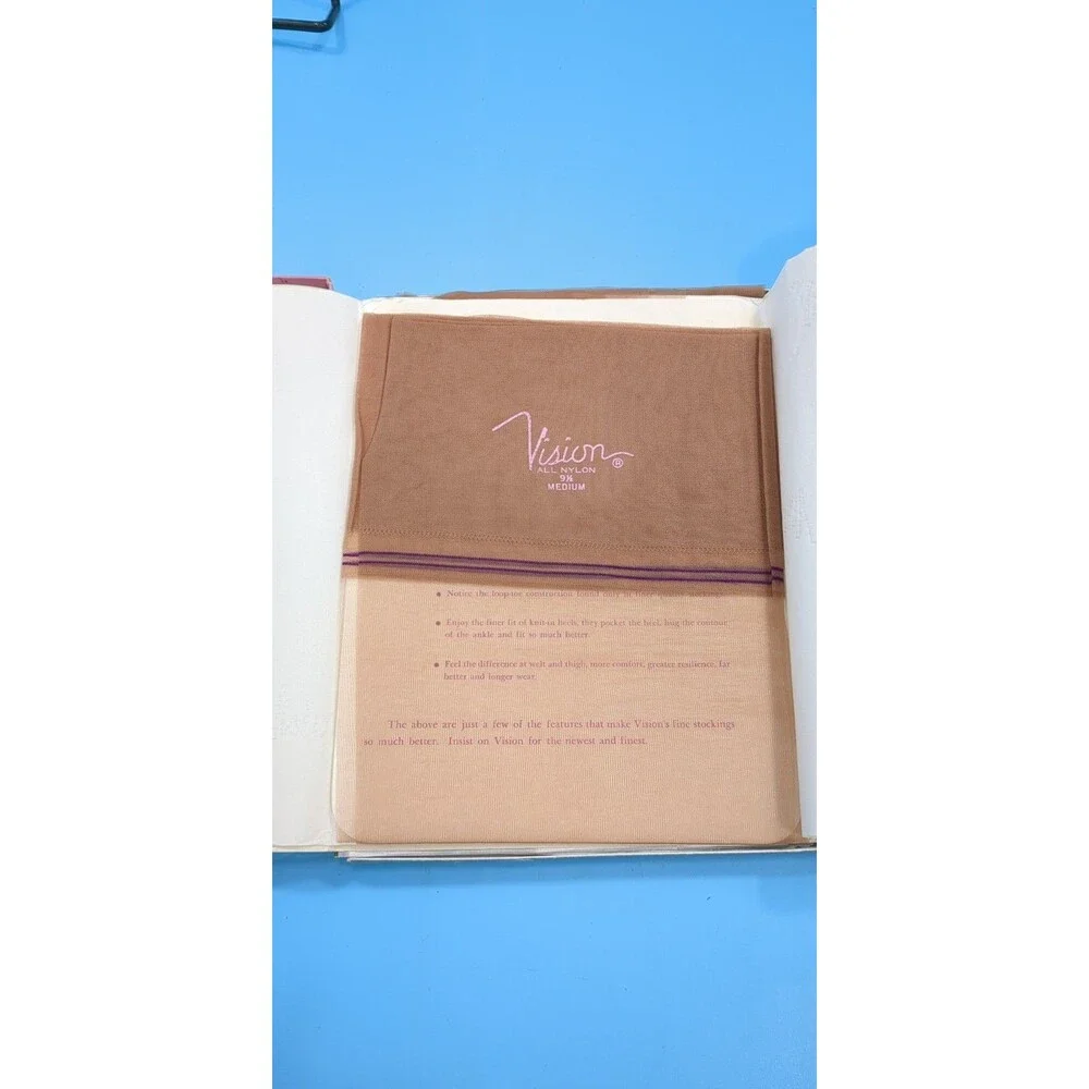 Vintage Vision Showboat Seamless DemiToe TAN Sheer Stockings  3 Pack